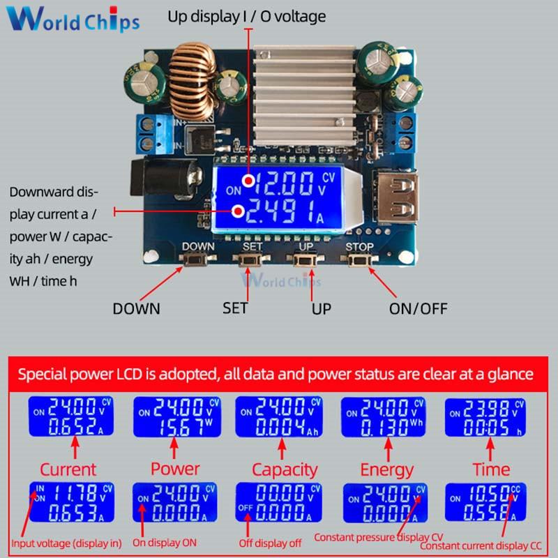 DC-DC Boost/Buck Converter Power Supply DC 5.0V-30V To DC 0.6V-30V 0-4.0A CC CV Adjustable Solar Charging Board LCD Display