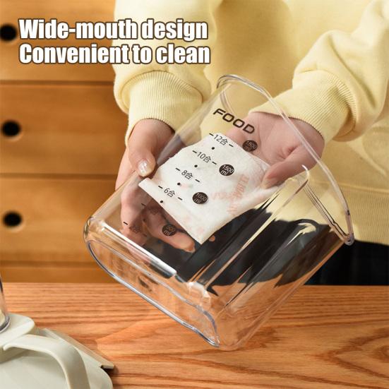 1.6/2/2.8L Airtight Dog Food Storage Container Pet Dry Food Bin with Measuring Cup Lid Clear Plastic Kitchen And Pantry Organization Bin