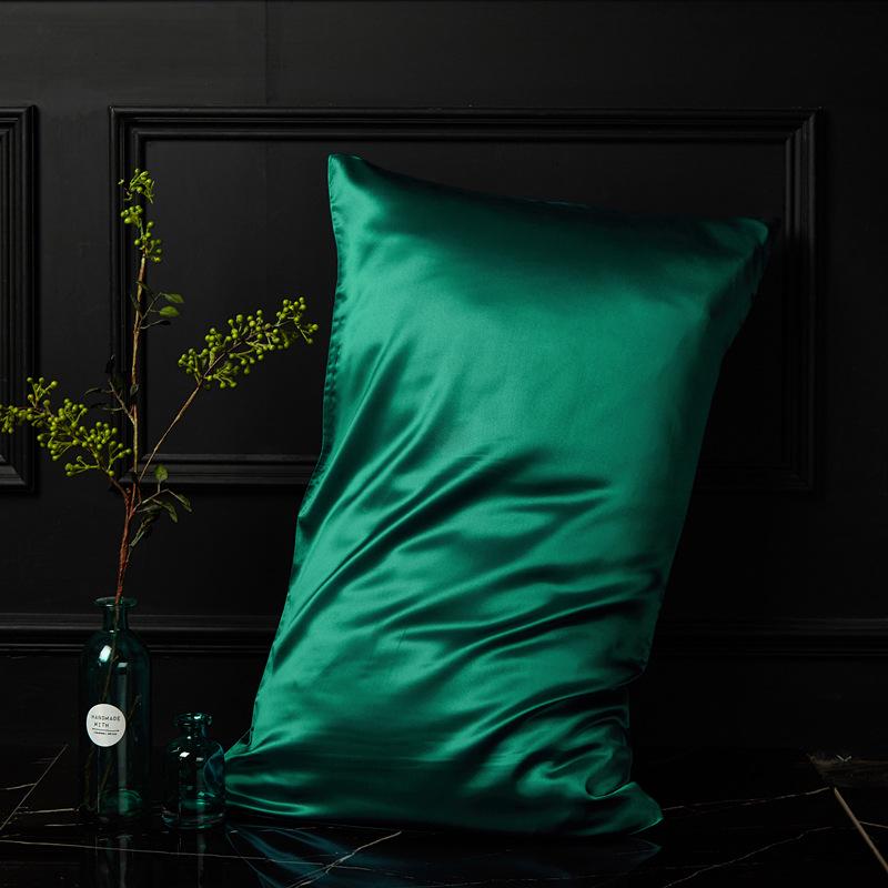 European Style Pure Mulberry Silk Double-Sided Pillowcase, Solid Color, Envelope Style, Beauty Pillowcase.