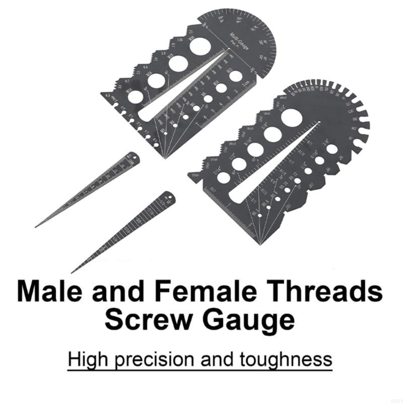 1Pack Metric and British Thread Screw Gauge Clear Scale Thread Gauge for Accurate Measurement in Stainless Steel