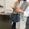 Plissé PU Bucket Bag for Women  Chic Design  Office Lady  Shoulder Messenger Bag  High Quality