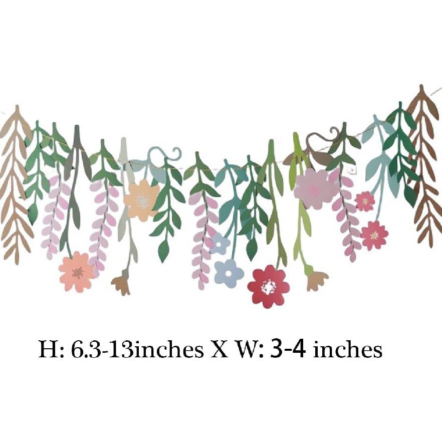 Paper Flower Garland, Party Garlands, Rectangular Paper Leaves Banner Decorations, Wall Decoration, Wedding, Birthday, Baby Shower