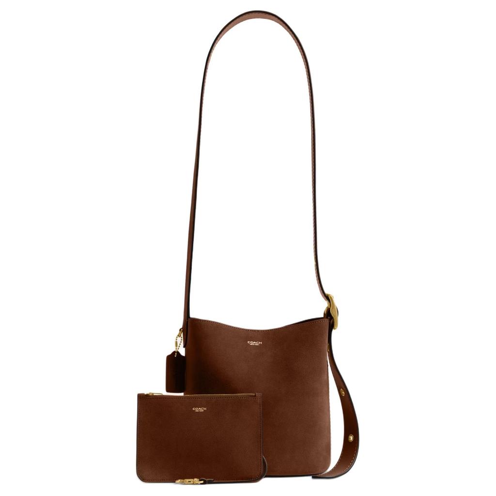 Coach Bleecker 21 Bucket Bag With Front Brand Logo Women Shoulder Bag Warm-Brown CCW84-B4WBR