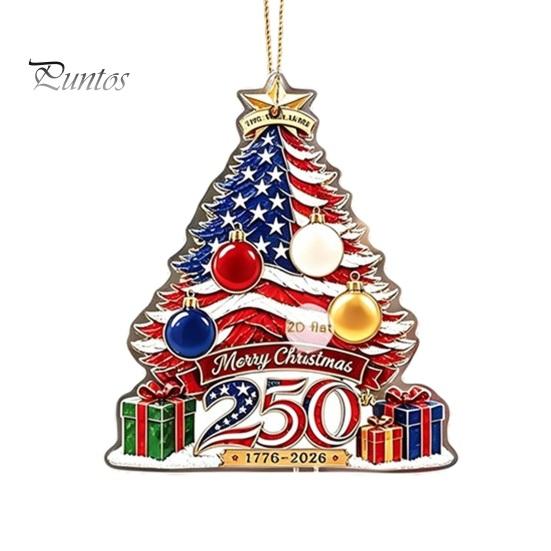 Holiday Hanging Decorations 250th Anniversary Christmas Ornament, 2D Acrylic Tree Decoration, 1776-2026 Ornaments 250 Years Patriotic Pendant for Xmas