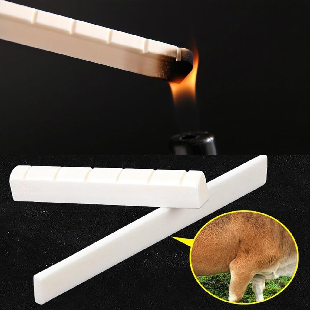 HUIKKJP Części zamienne do mostka i siodełka gitary akustycznej, wykonane z prawdziwej kości, 2 zestawy po 4 sztuki