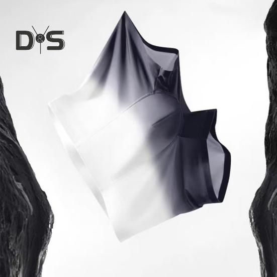 Men Boxer Underwear Breathable Ice Silk U Convex Design Gradient Color Shorts Underwear Seamless Panties Daily Wear