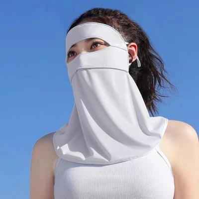 Summer Ice Silk Face Cover Anti UV Neck Wrap Cover Thin Full-Face Sunscreen Veil  for Male Female