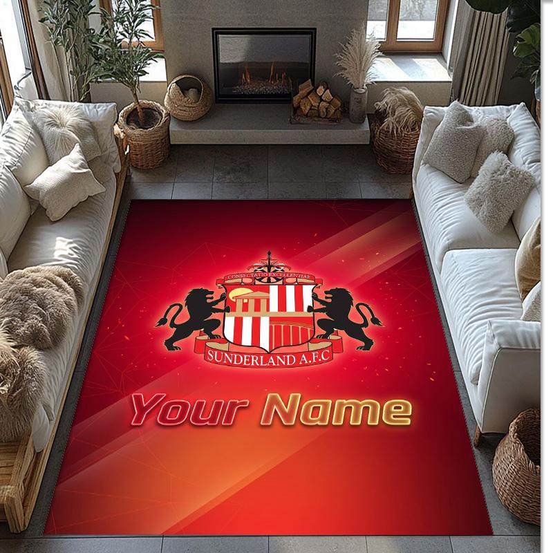 Sunderland FC Printed Crystal Velvet Rug Non‑Slip Crystal Velvet Carpet For Sofa Bedroom Indoor Home Decoration