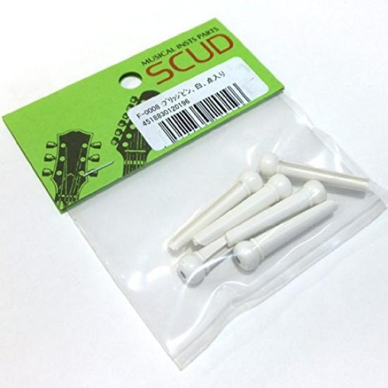 SCUD Acoustic Guitar Bridge Dotted Pins, White, F-0008, Plastic, [np]