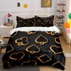 Golden Poker Suit Decorative Set Soft Comfortable Duvet Cover Bedding Set Included 1*Duvet Cover & 2*Pillowcases gift
