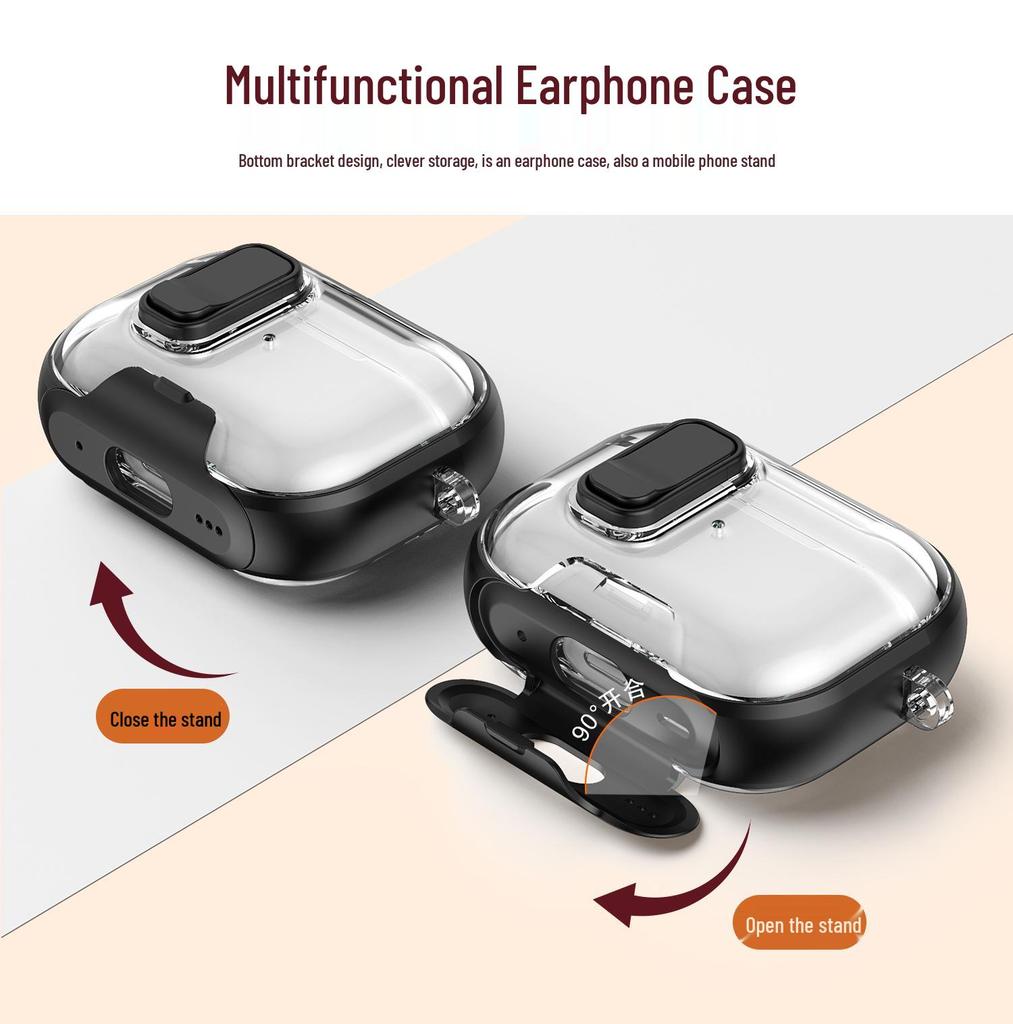 Transparent Color-Block Protective Case with Stand for AirPods Pro 2nd Gen