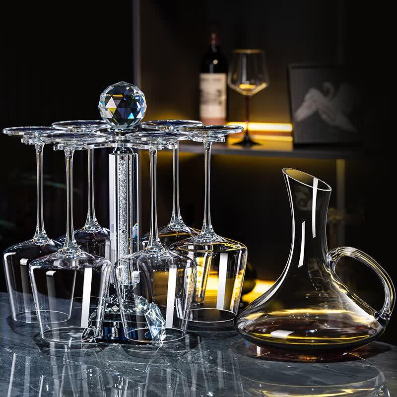 UOZO Crystal Burgundy Wine Glass Set with Decanter
