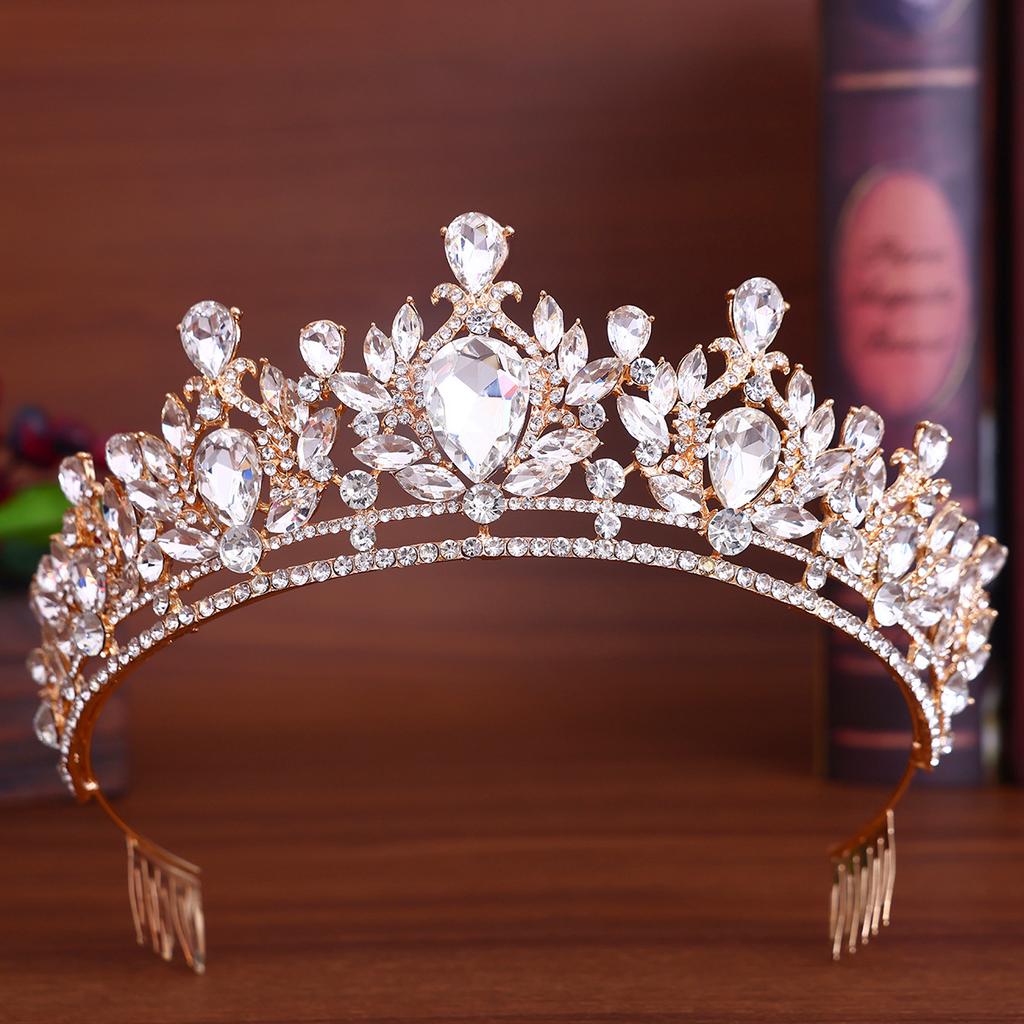 Luxurious Rhinestone Tiara Headwear From Europe and America Wedding Gowns Fashionable Bride's Updo Evening Party Makeup and Styling Accessories