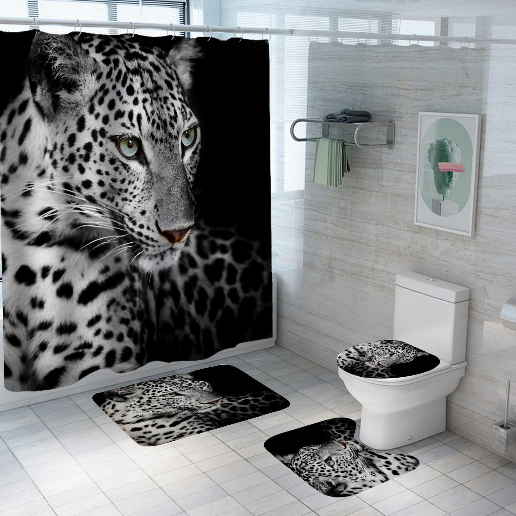

Crown Lion King 3D Luxury Bathroom Curtains Shower Curtain Set For Bathroom Modern Geometric Bath Rug Decor W60H190(CM)-1 Pcs