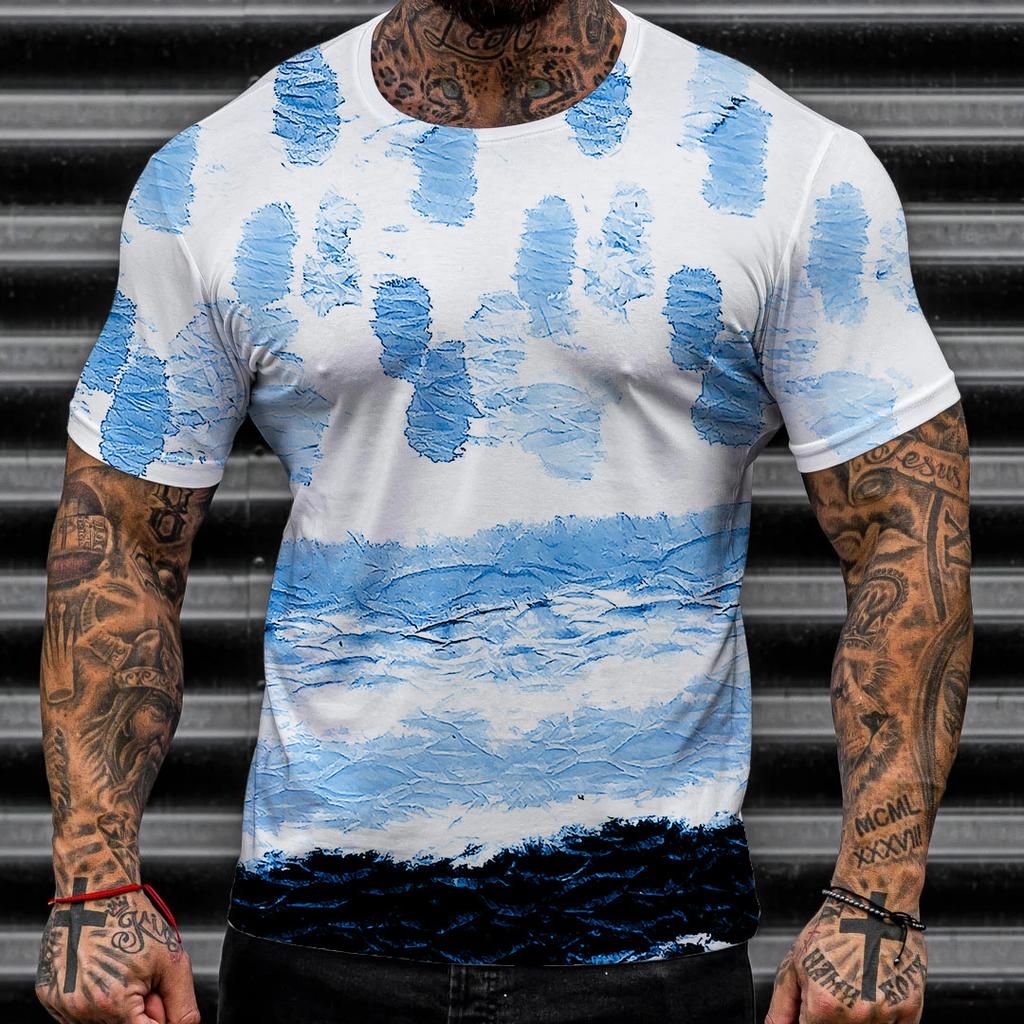 Herren Neues bedrucktes kurzärmeliges Übergröße Sport- und Freizeit-Rundhals-Top T-Shirt