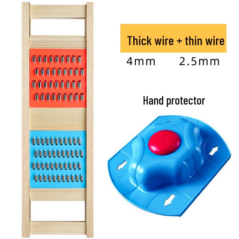 Doppelter Kartoffelschneider mit Handschutz: Reibe aus Massivholz zum groben und feinen Reiben, für Julienne-Scheiben und für den Haushaltsküchengebrauch.