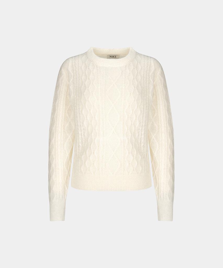 Noiseu W Sheer Wool Mohair Cable Sweater - White