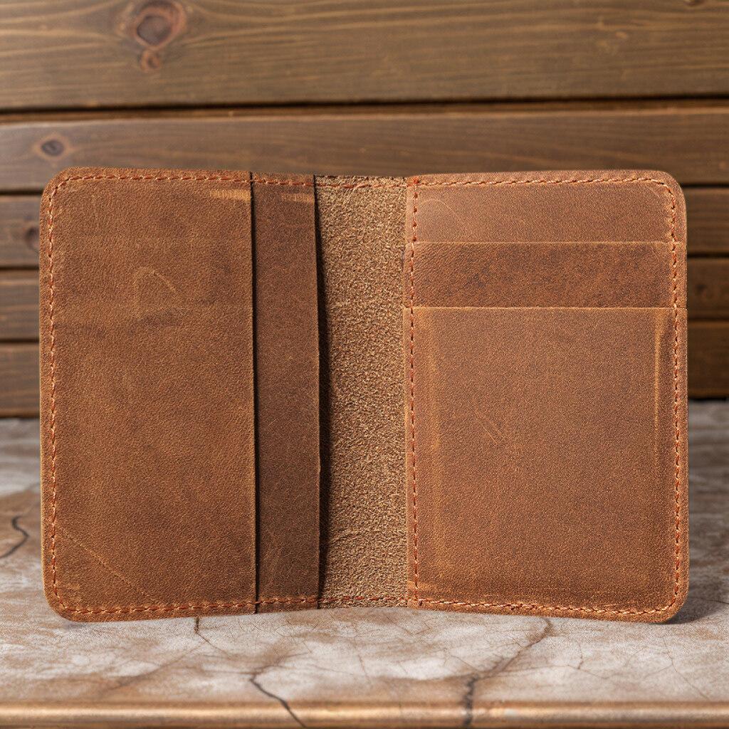 Retro Handmade Crazy Horse Cards Cases Top-Grain Leather ID Credit Card Holder Ultra Thin Wallet Mens Portability Card Bag