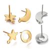 10pcs Gold Color Stainless Steel Moon Star Ear Studs for Earrings Jewelry Making DIY Hole Dangle Charm Earrings Base Accessories