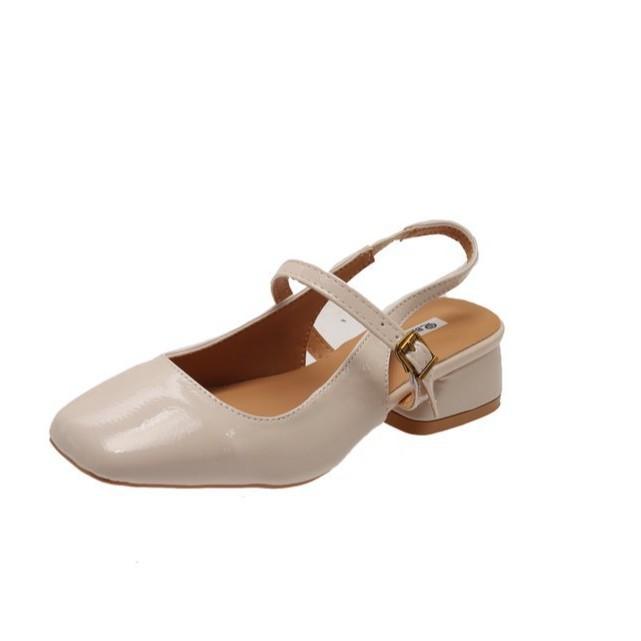 French Bag Head Sandals Women's Shoes Spring and Summer 2025 New Square Head Black Mary Jane with Skirt Temperament Single Shoes