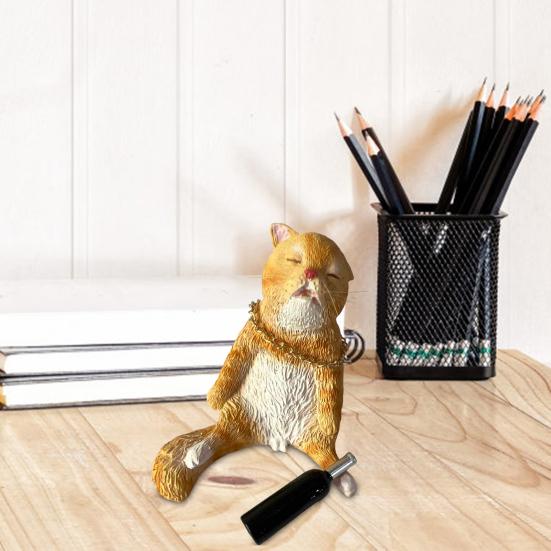 Yousheng Drunk Cat Figurine Resin Cartoon Cat Ornament Desktop Drinker Cat Decoration for Living Room Bedroom Cat Lover Gift