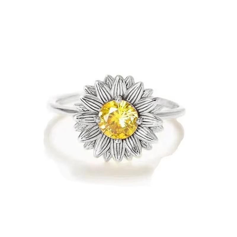 

Huitan Sweet Flowers Rings Silver Color/Gold Color Gorgeous Delicate Finger Accessories Women Romantic Versatile Party 10