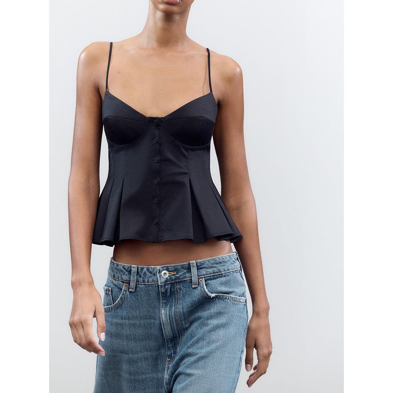 Za2025 Summer New Women Clothes Sexy Sleeveless Small Pleated Poplin Sling Casual Top 2890420 800