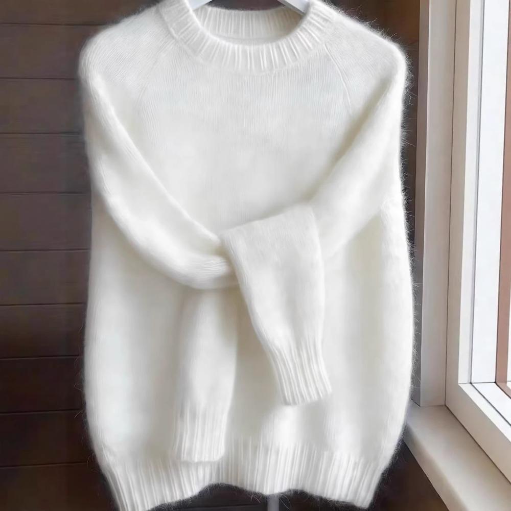 Weicher Ästhetischer Vintage Strickpullover Damen Frühling Herbst Locker Gemütlich Lässiger Leichter Dünner Pullover