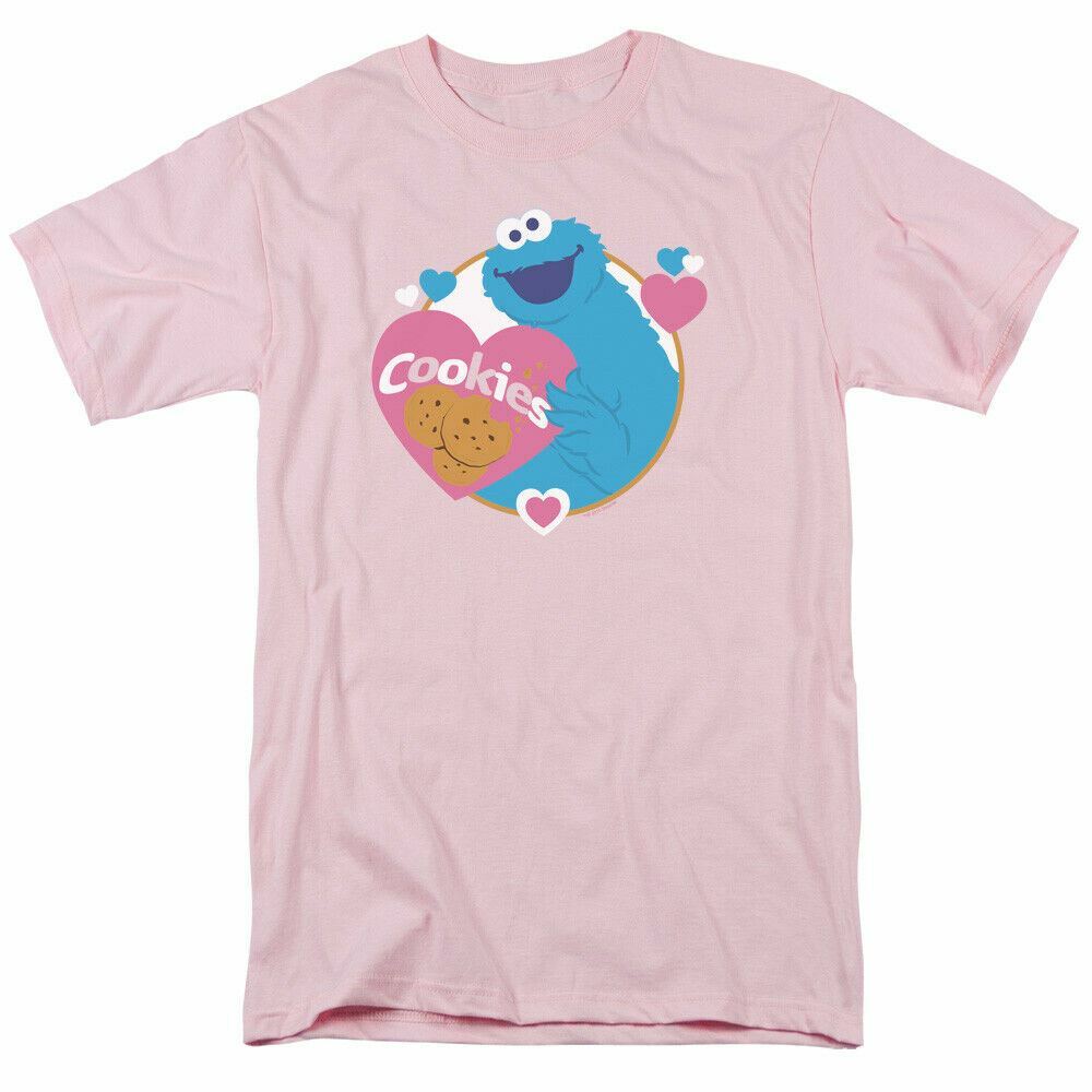 26 Sesame Street Love Cookies T Shirt Mens Licensed Classic TV Monster Light Pink Unisex T-Shirt XXL