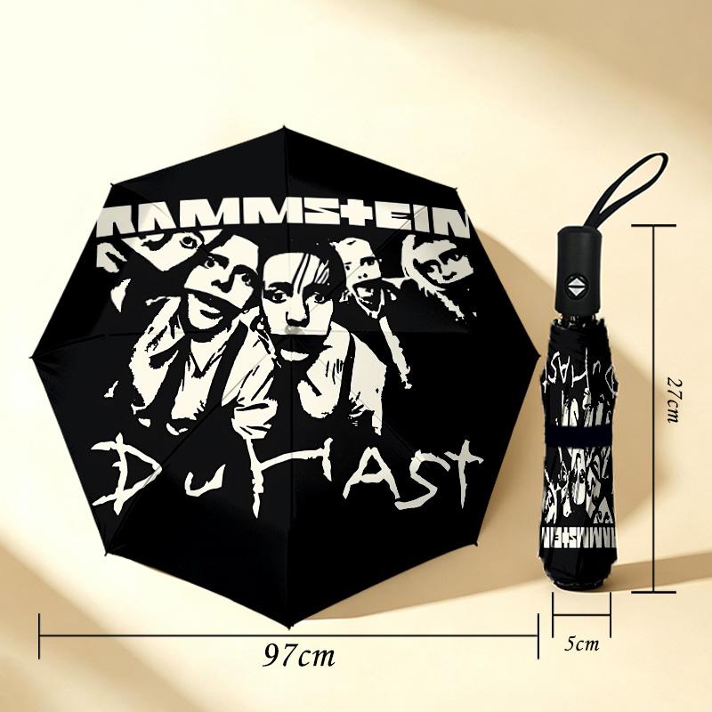 Rammstein Music 8 Ribs 3Fold Black Glue Uv Protection Umbrella Sun Protection Rainproof Compact Folding Umbrella For Travel Daily Use C923753