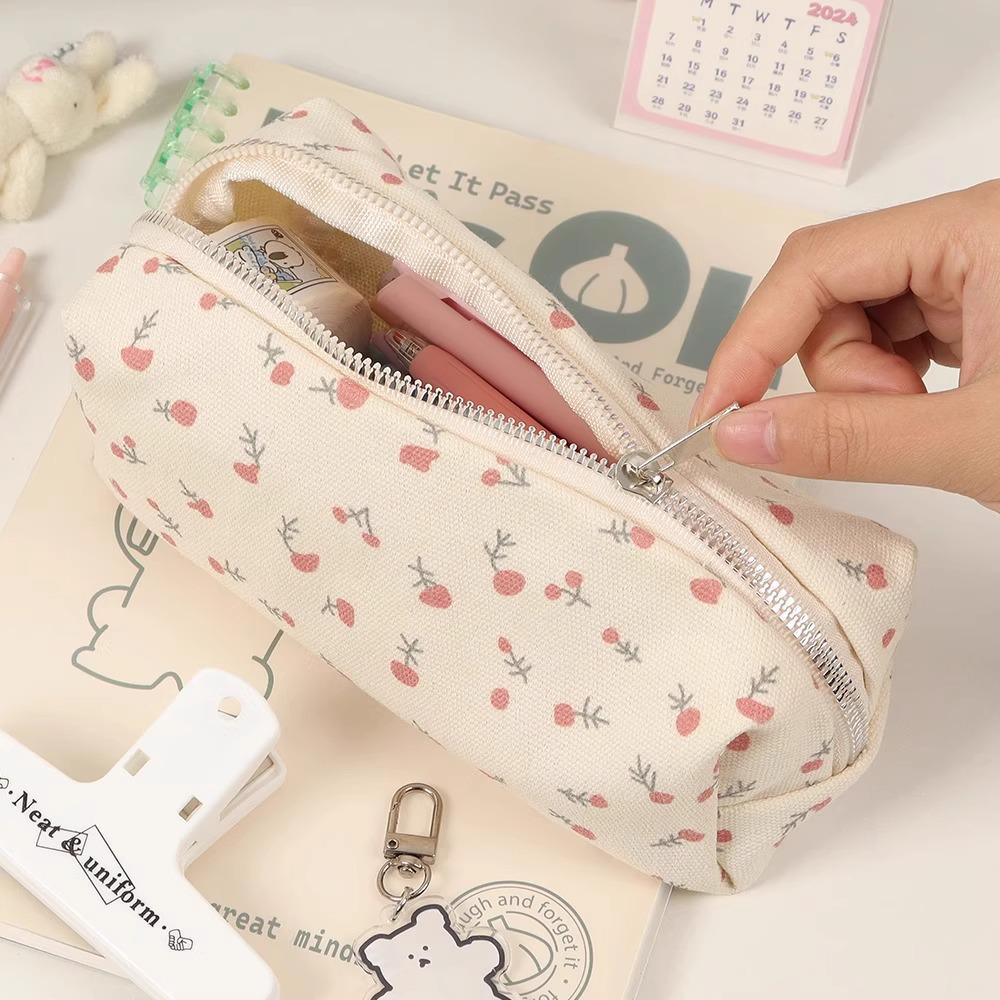 Floral Pencil Case for Female Students: Large Capacity, Sweet & Lovely Cosmetic Storage Bag
