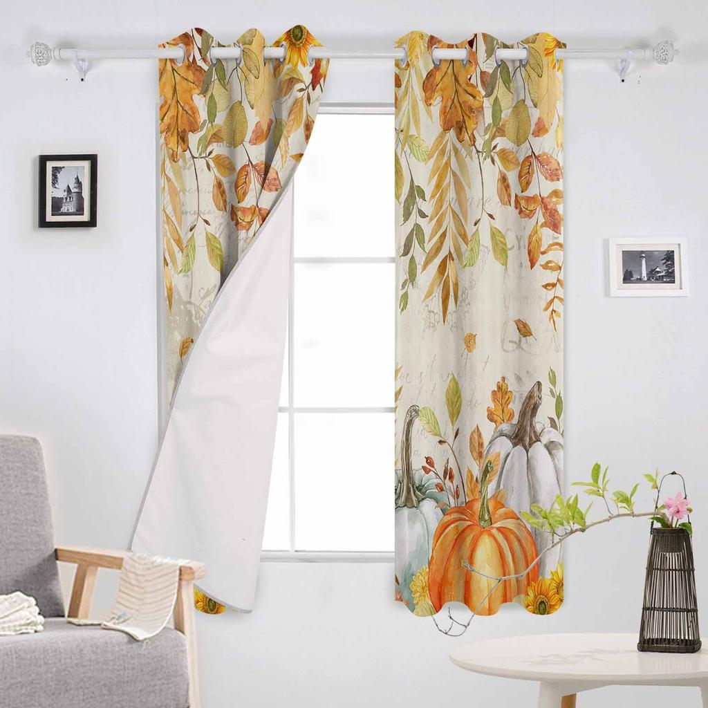 Dziękczynienia Liście Eukaliptusa Jesień Dynia Zasłony Zaciemniające do Salonu Sypialni Dekoracja Okna Żaluzje Zasłony