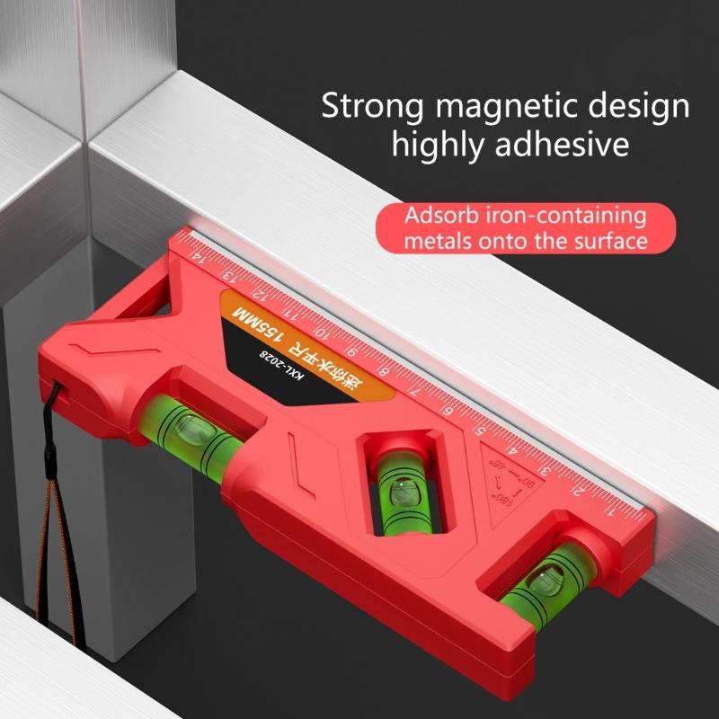 Magnetic Torpedos Level and Ruler, 180/90/45/45 Degree Bubble,Horizontals Ruler Spirits Level for Woodworking