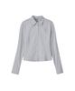 Uallong Sleek Span Slim Line Crop Shirt - Gray