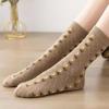 5 Pairs  Autumn and Winter Women Applique Flower Vintage Mid-tube Warm Socks Thick Anti-slip Soft High Elasticity Sock