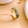 Ring rhombus geometric color ring temperament court style retro opening adjustable non-fading ring women