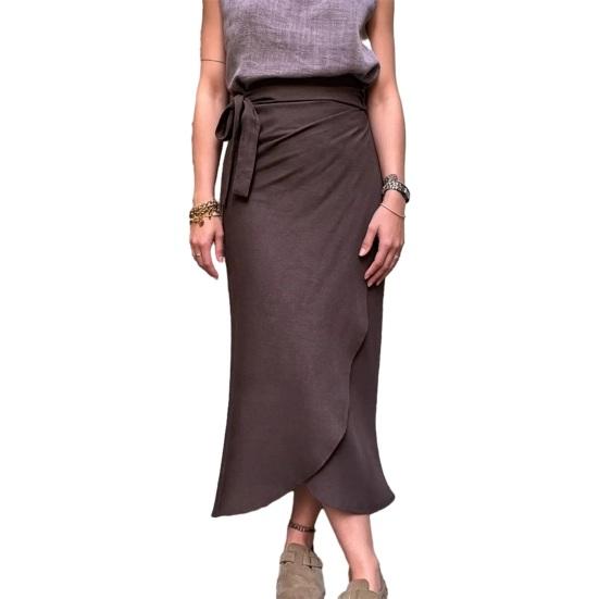 Women Skirt, High Waist Large Hem Midi Skirt, Irregular Split Slimming Skirt for Work Leisure Daily Wear Beach Travel Parties