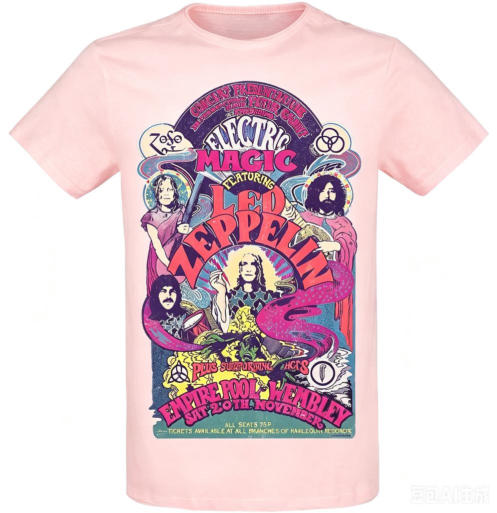 The Mother Ship Led Zeppelin Cotton Tshirt For Adult Summer Funny Tshirts Hippie Tee Shirt Oversized Cheap Clothing