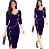 Elegant Womens Vintage Brief Split Bottom Dress With Timeless Deep O-neck Design