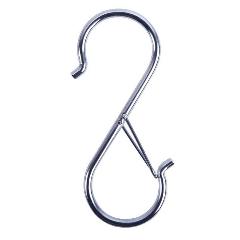 Windproof S-hook Metal Hook Without Drilling, Bathroom Anti-drop Storage S-shaped Spring Buckle Anti-disengagement Hook