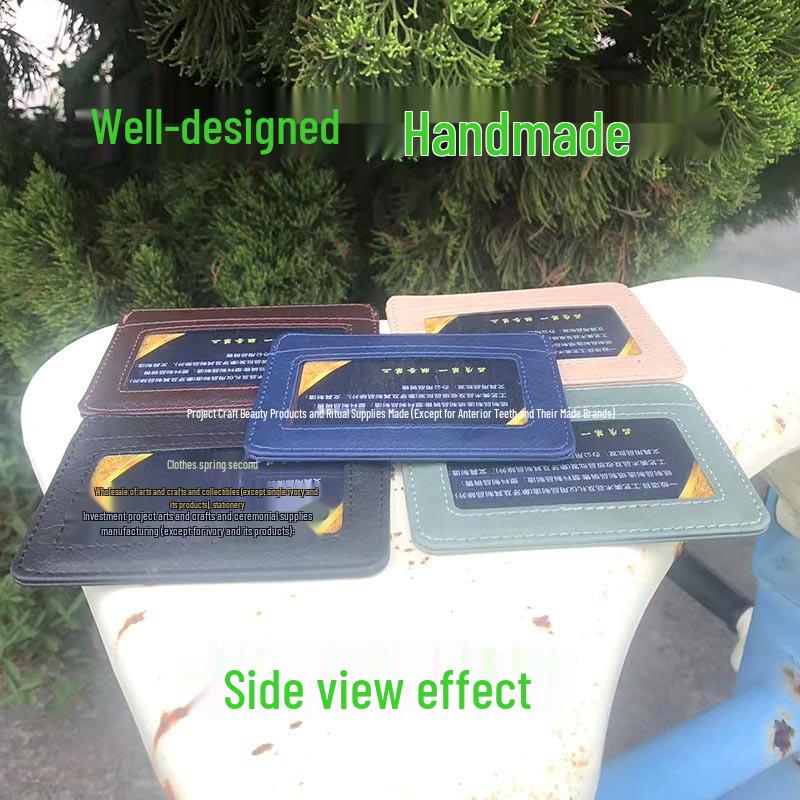 Japan & Korea Premium Top Layer Leather Card Holder with Free Design - Men's Genuine Leather ID & PU Leather Name Sleeve