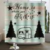 Camper Shower Curtain Happy Camper Trailer Car Rv Forest Mountain Tent Camping Bathroom Shower Curtain Waterproof Bath Curtain