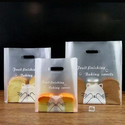 100 Stück Augenabdeckung Cartoon-Katzenmuster Verpackungsbeutel Brot Gebäckverpackungstasche Obst Dessert Plastik Transparent Handtasche