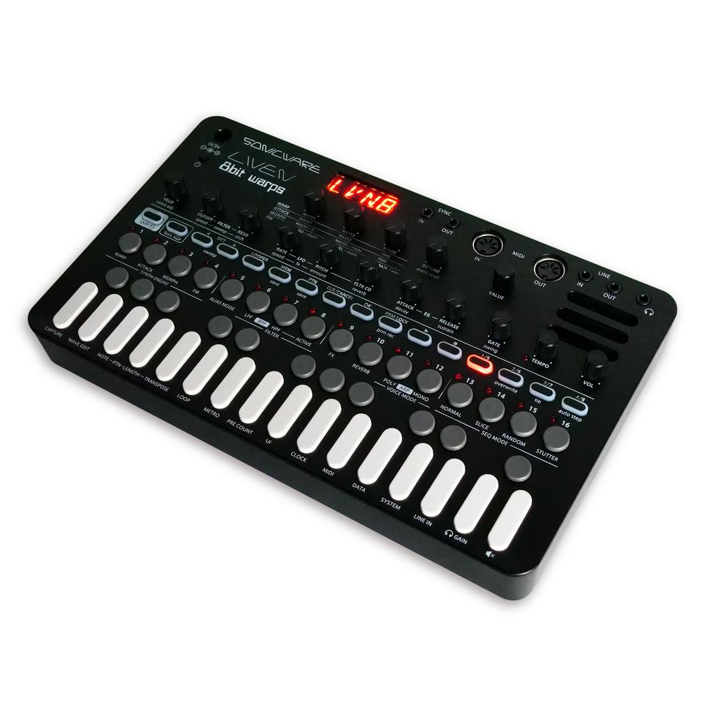 SONICWARE LIVEN 8bit Warps Synthesizer Groove Step Sequencer 4 Track 6 11 Battery Speaker [8bit Box] + Looper, Voices, Effects, Powered, Built-in