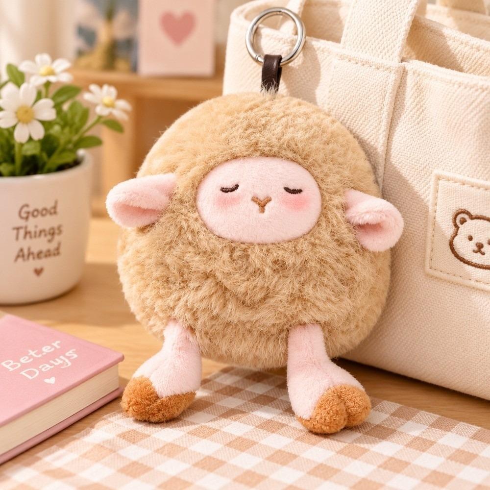 Fluffy Plush Sheep Keychain Hanging Charm Zodiac Goat Pendant Key Ring Lamb Ornaments Bag Decor