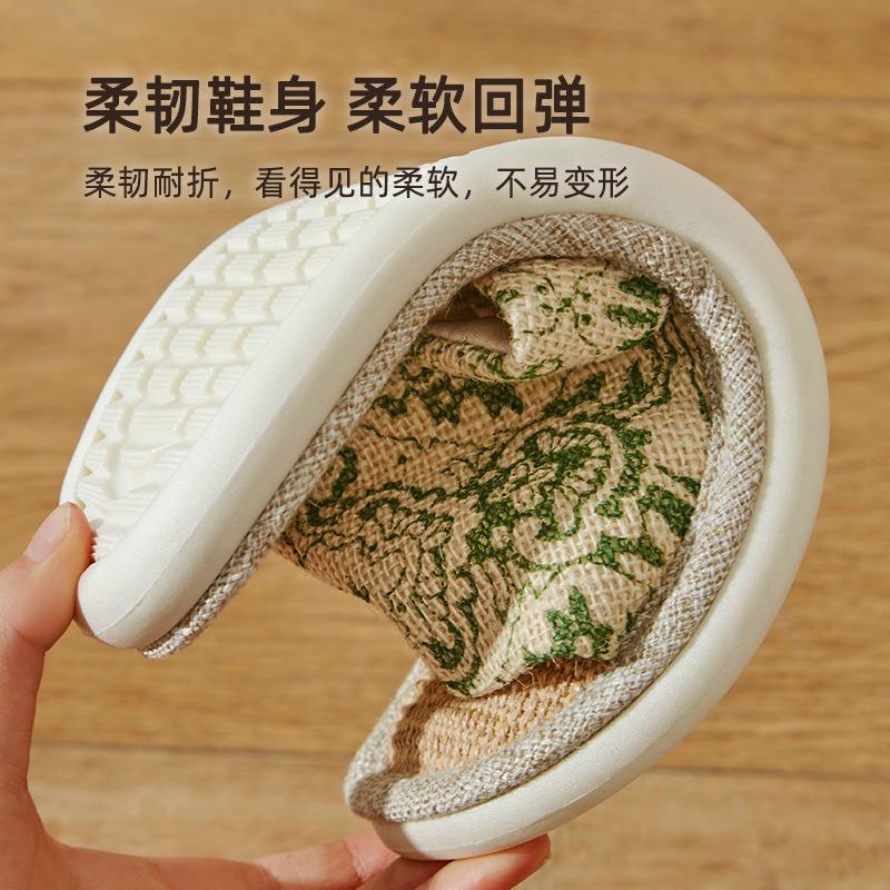 Linen slippers women's summer retro indoor home flooring spring and autumn thick-bottomed fabric cotton and linen slippers four seasons men