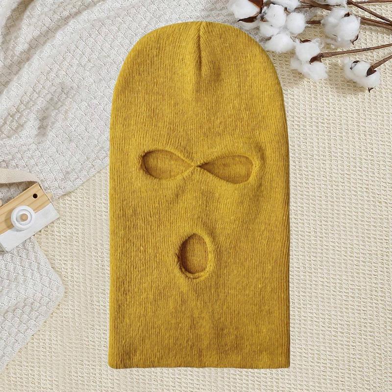 Warm cycling headgear Three-hole knitted hat Outdoor wool hat Outdoor windproof ski hat