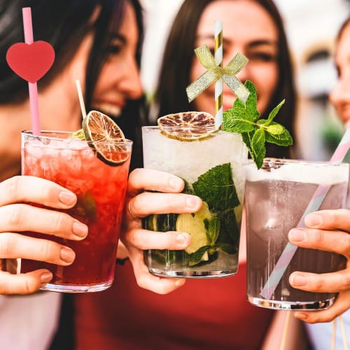 uxcell 60pcs Ribbon Bow Striped Paper Straws, Disposable Straws for Weddings, Birthday Parties, Cake Decorations, Pink