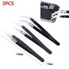 Ceramic Tweezers Reverse Tweezers Industrial Use 1set 3pcs