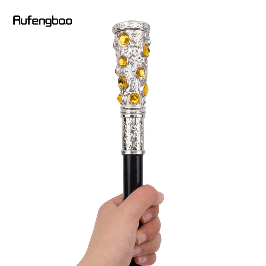 White Yellow Artificial Diamond Walking Cane Fashion Decorative Walking Stick Gentleman Elegant Cosplay Cane Knob Crosier 93cm